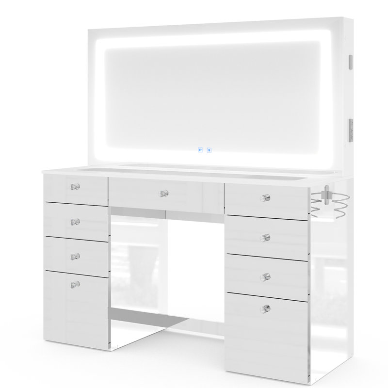 Selina Extra-Large Vanity Table with Speakers & Storage