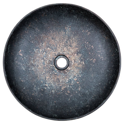 Bloomsbury Market Brimstone 470mm Hammered Copper Circular Countertop Basin Bathroom Sink
