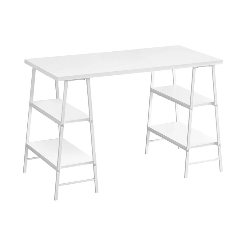 Bureau d'ordinateur Allyssa, bureau personnel, ordinateur portable, tablettes de rangement, L 48 po, bureau, métal, stratifié