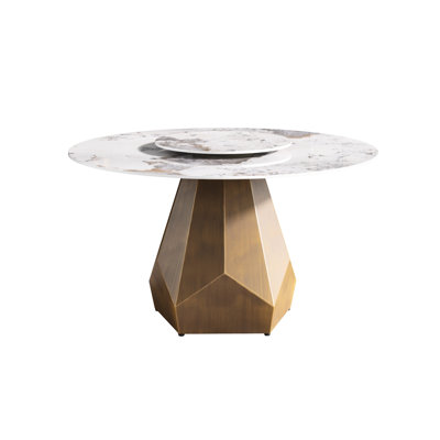 Modern 53" Round White Dining Table With Metal Base & Long-lasting Surface Base, White,