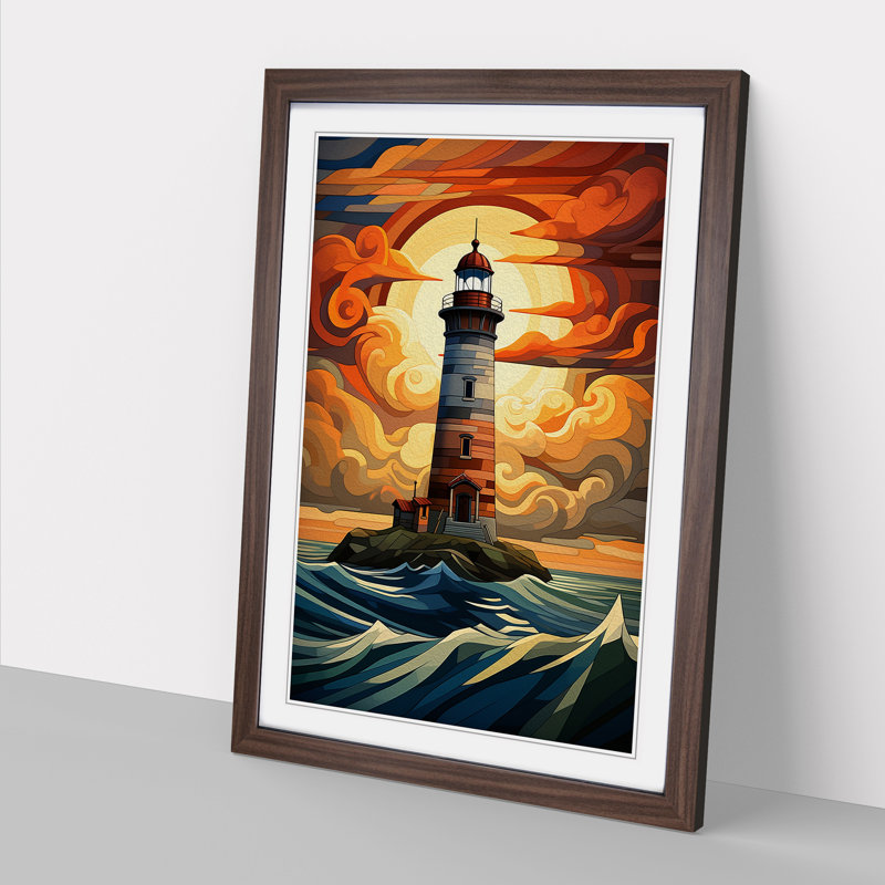 Lighthouse No.3 - Single Picture Frame Print on Wood, Walnut Framed, 34cm H x 25cm W x 2cm D