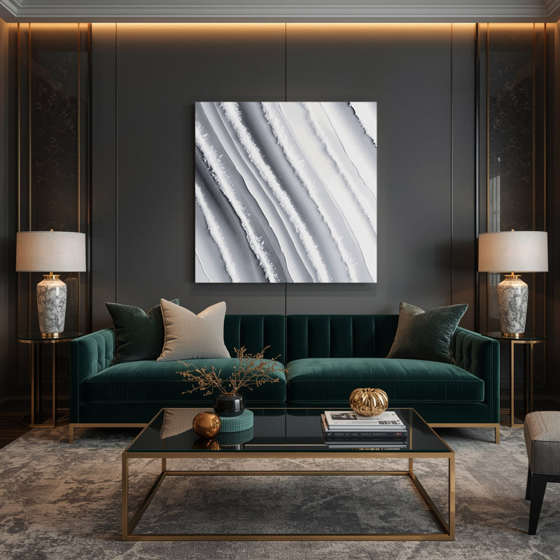 Art mural sur toile bleu diagonale, H 12 po x l 12 po