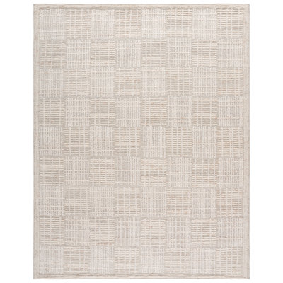 Arwen Geometric Hand Tufted Wool/Cotton Area Rug in Light Brown/Ivory