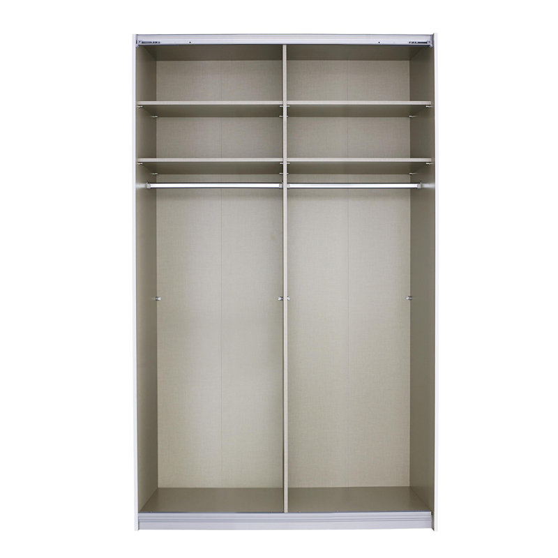 Imposa Sliding Door Wardrobe, Basic: 4 shelves, 2 clothes rails, 210 cm H x 136 cm W x 62 cm D