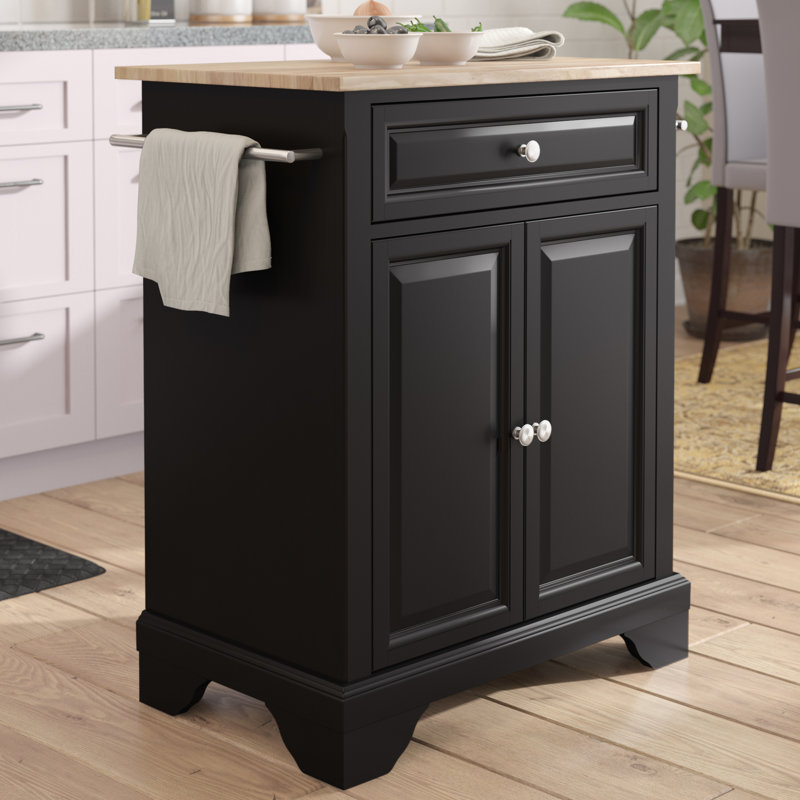 Hedon Wood Kitchen Cart, Black