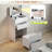 3 In 1 Vanity Desk With Open Top Mirror, Visible Glass Desktop And Storage Compartments, 3 Drawers, A Cushion Stool