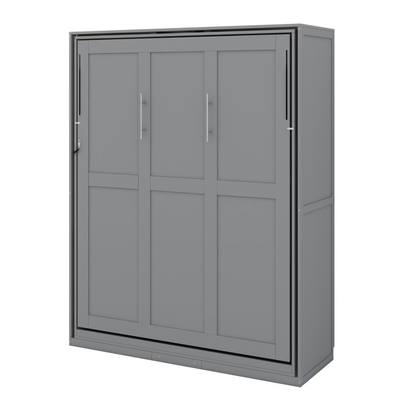 Lit escamotable Murphy avec supports de rangement dissimulés, Gris