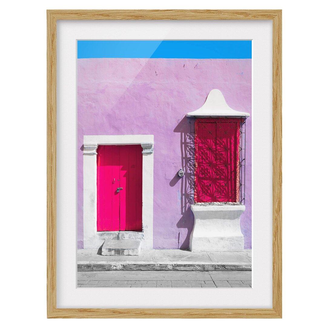 Gerahmtes Poster Pink Facade Pink Door