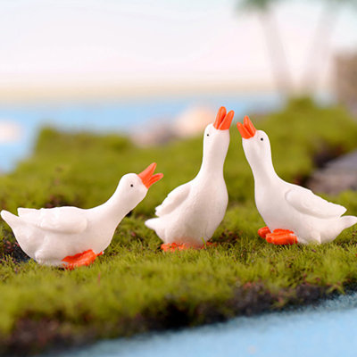 3Pcs Miniature Goosey Resin DIY Landscape Garden Terrarium Figurines Accessories