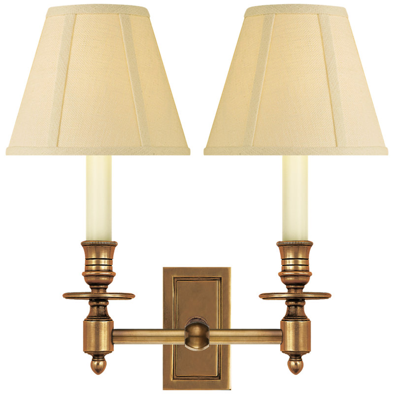 Library 2 - Light Armed Sconce, Linen, Hand-Rubbed Antique Brass