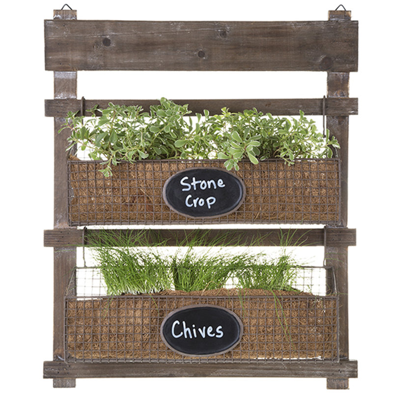 Support pour plante à 2 niveaux en bois