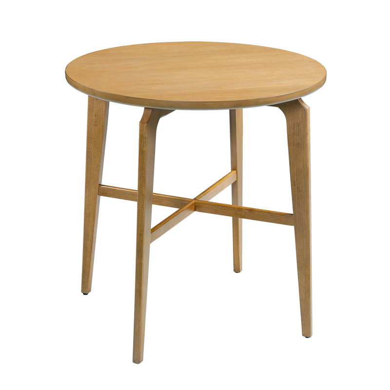 Table de comptoir ronde en bois avec base renforcée en croix Rowan, Naturel