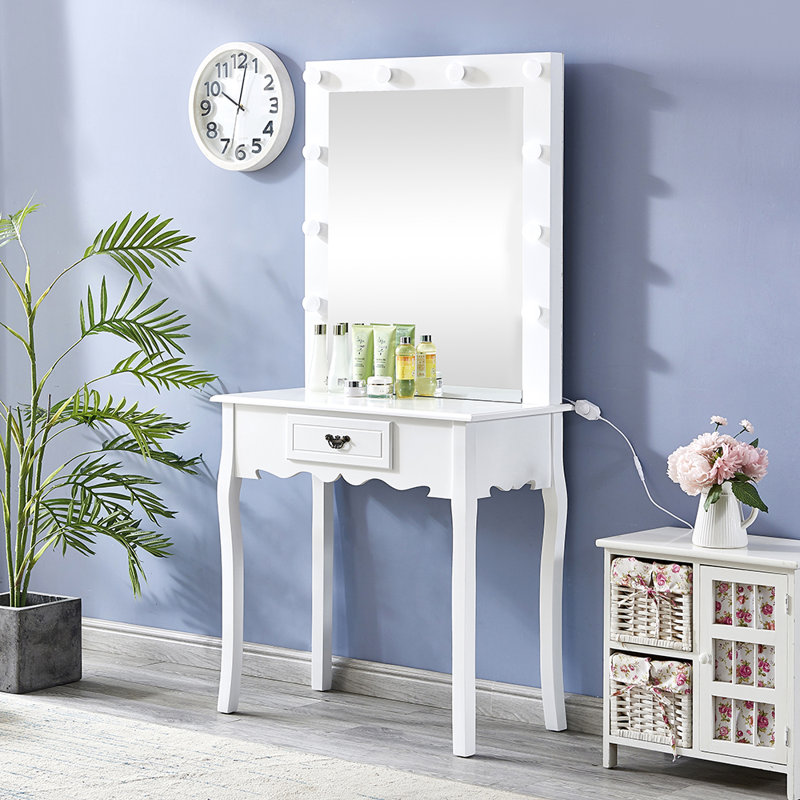 Cronk Dressing Table with Mirror, White