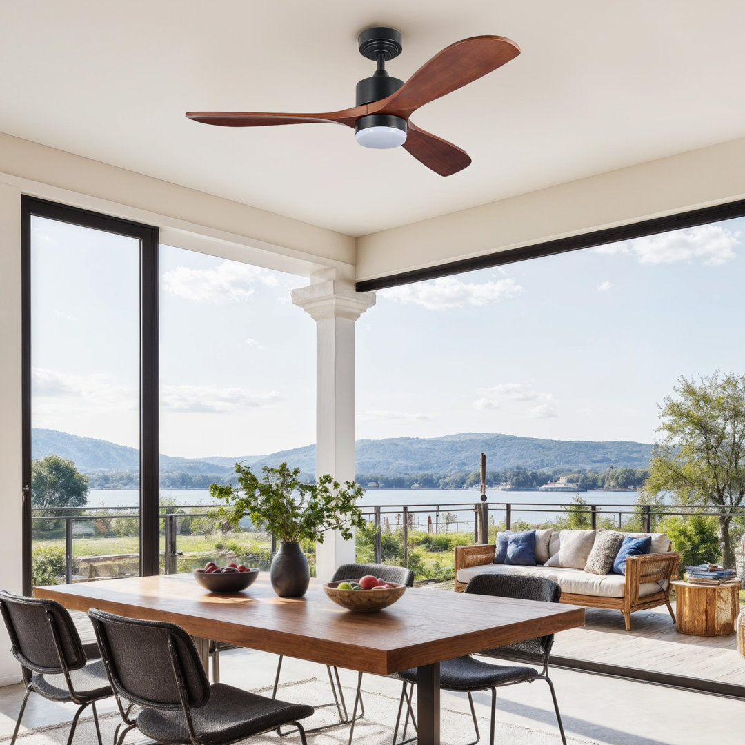 Calisse 52" 3 - Blade LED Modern Classic Ceiling Fan with Dimmable Light and Remote Control Wade Logan® 