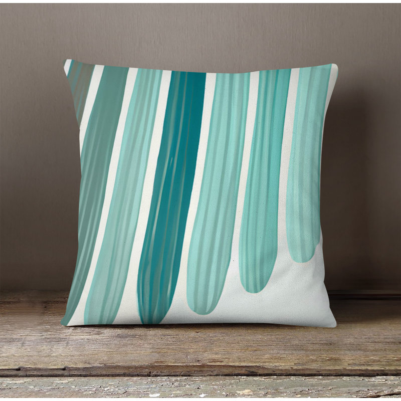 Throw Pillow With Insert, 16"H x 16"W, Green Striped/Abstract 4