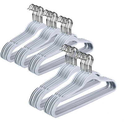 50 Pack Plastic Hangers For Clothes - Slim Non-Velvet Hangers With 360° Swivel Chrome Hook & Non Slip Notches - Ideal For Dresses Coats Shirts Jackets & More - Gray (Gray, 50 Pack)