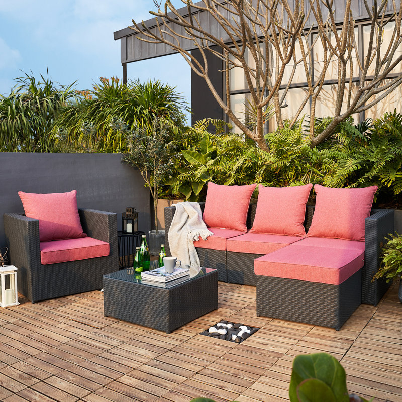 Outdoor/Indoor Deep-Seat Cushion Set, Pink