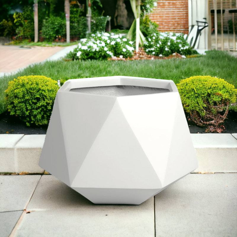 Maplewood Pot Planter, White, 5.25" H x 14" W x 14" D