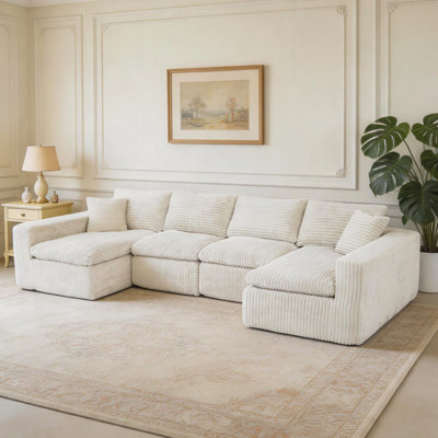 Canapé d'angle modulaire Cloud pour canapé d'angle modulaire en forme de U de 130 pouces, canapés de compression sans assemblage, canapé de sol confortable avec mousse à mémoire de forme