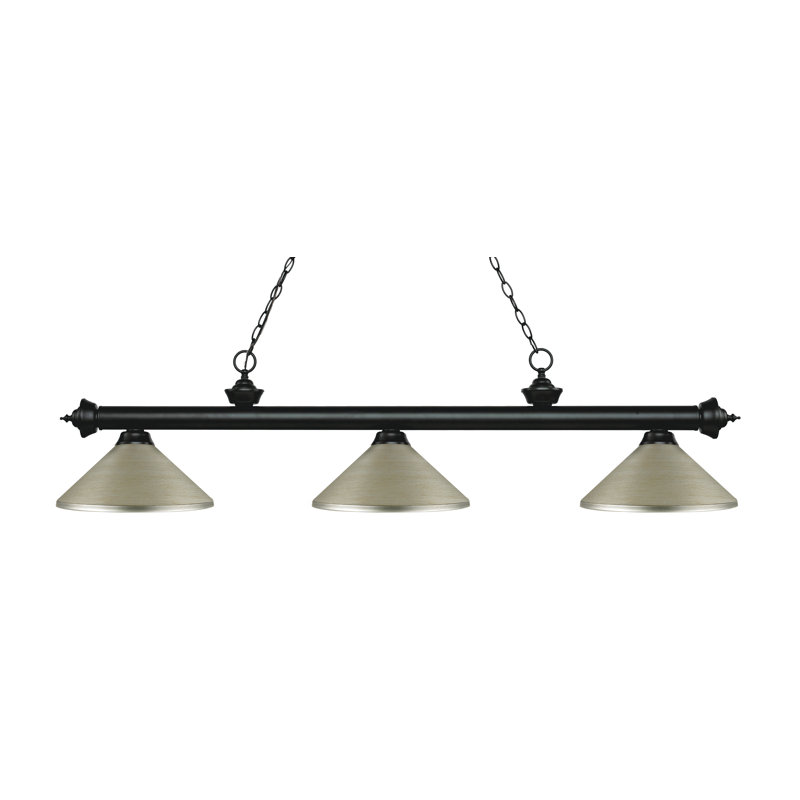 Chevelle 3 - Light Pool Table Lights Pendant, Brushed Nickel, 13.5" H x 57.25" W x 14.25" D, Matte Black