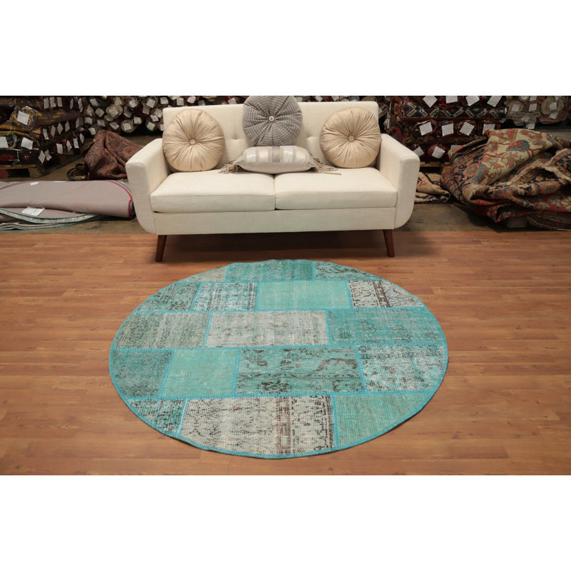 Tapis rond patiné moderne patiné 5 x 5