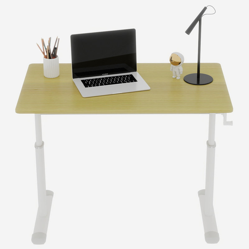 Bureau d'étude à hauteur réglable, bureau à domicile multifonctionnel, 60 cm x 100 cm, structure blanche, plateau en bois naturel | Idée de cadeau