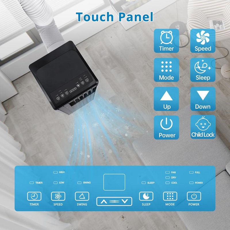 8,000 BTU 3-in-1 Portable Air Conditioner with Remote Control, Quiet AC Unit Covers Up to 350 Sq. Ft, 24H Timer, Dehumidifier & Fan Modes