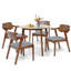 Ensemble de salle à manger 5 pièces, 4 chaises Martin en bois massif de style classique avec table de salle à manger ronde, ensemble de cuisine pour deux, ensemble de table de salle à manger moderne-131226666