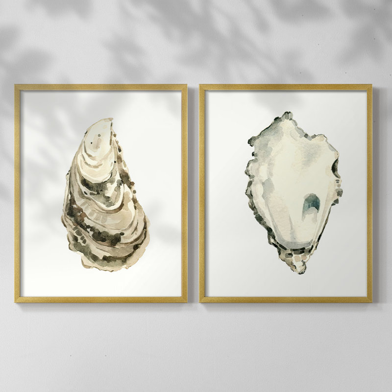 Neutral Oyster Study III - Reproduction encadrée de qualité supérieure - Prêt à être accroché - Aucun clou requis - Aucun clou requis