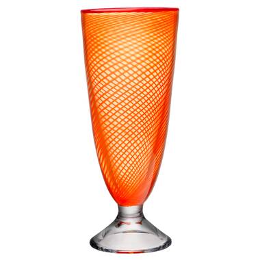Kosta Boda Red Rim Footed Vase Orange