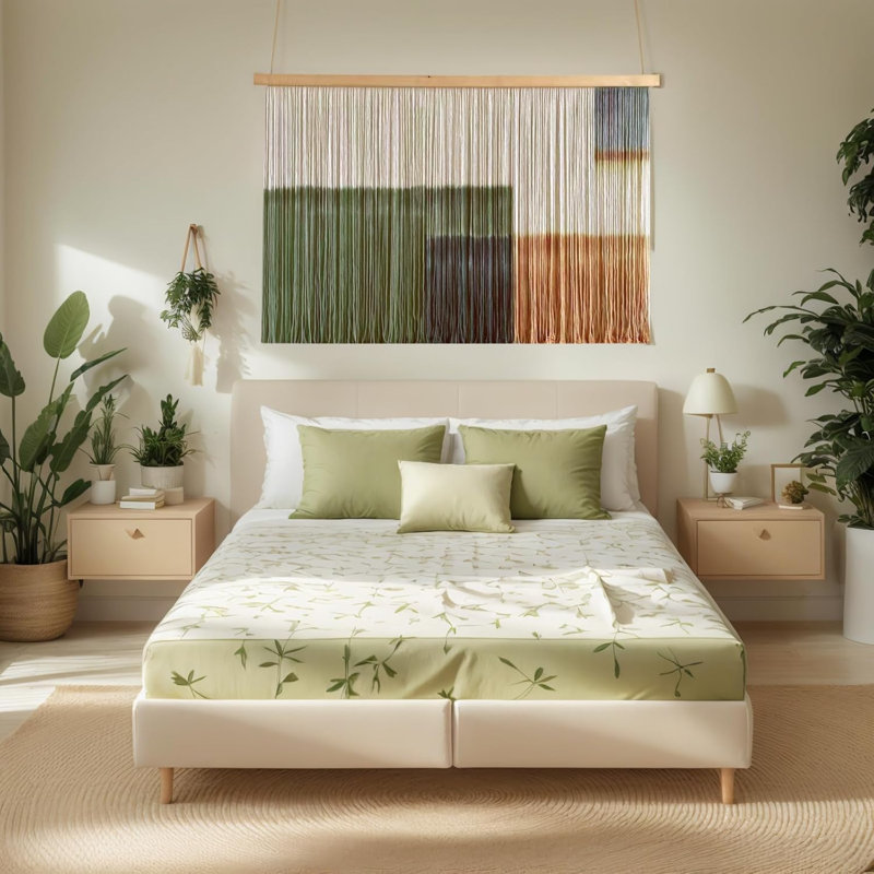 Tapisserie décorative tissée en macramé tissé à la maison avec tapisserie teintée par immersion dans un grand espace de montagne coloré en fibre colorée pour le salon (vert1)