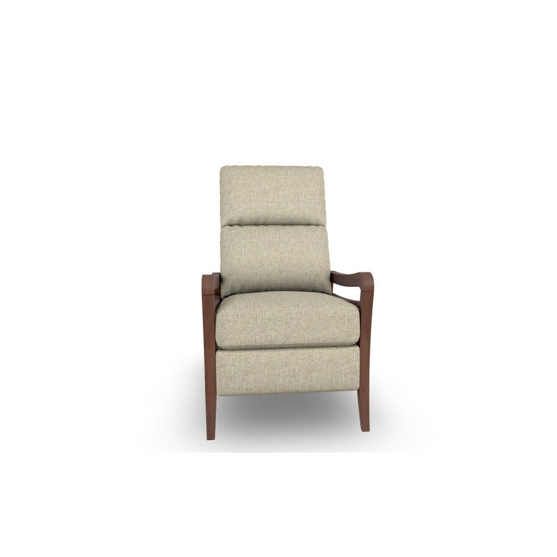 Modern High Leg Recliner, Linen, Dark Walnut