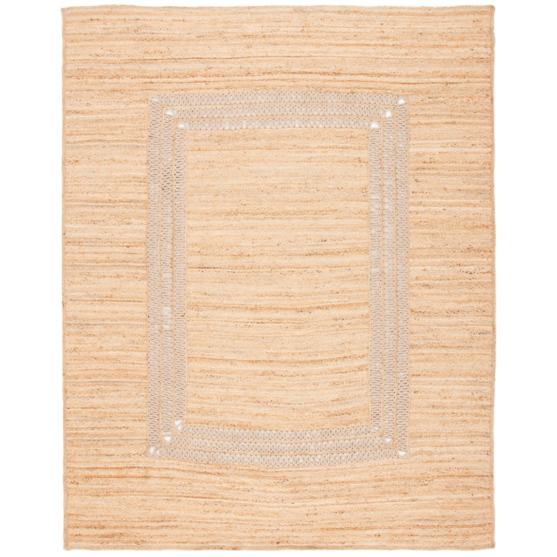 Tapis de couleur unie en jute tissé à la main Vance, Rectangle 6 pi x 9 pi