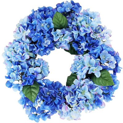 Hydrangea Spring Artificial Floral Wreath 22-Inch