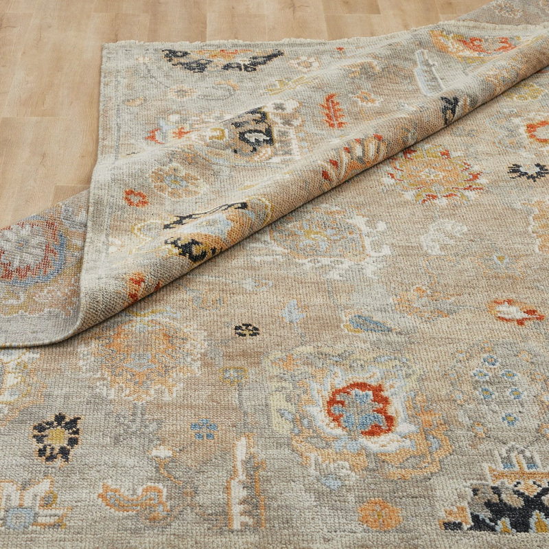 Amaris Sand Multi Hand-Knotted Wool Area Rug, Rectangle 8' x 10'