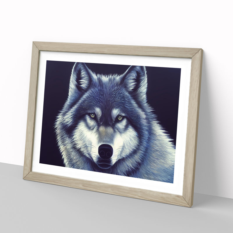 XH1022-10275X Wolf Portrait Vol.5 - Single Picture Frame Print, 34cm H x 46cm W, Oak