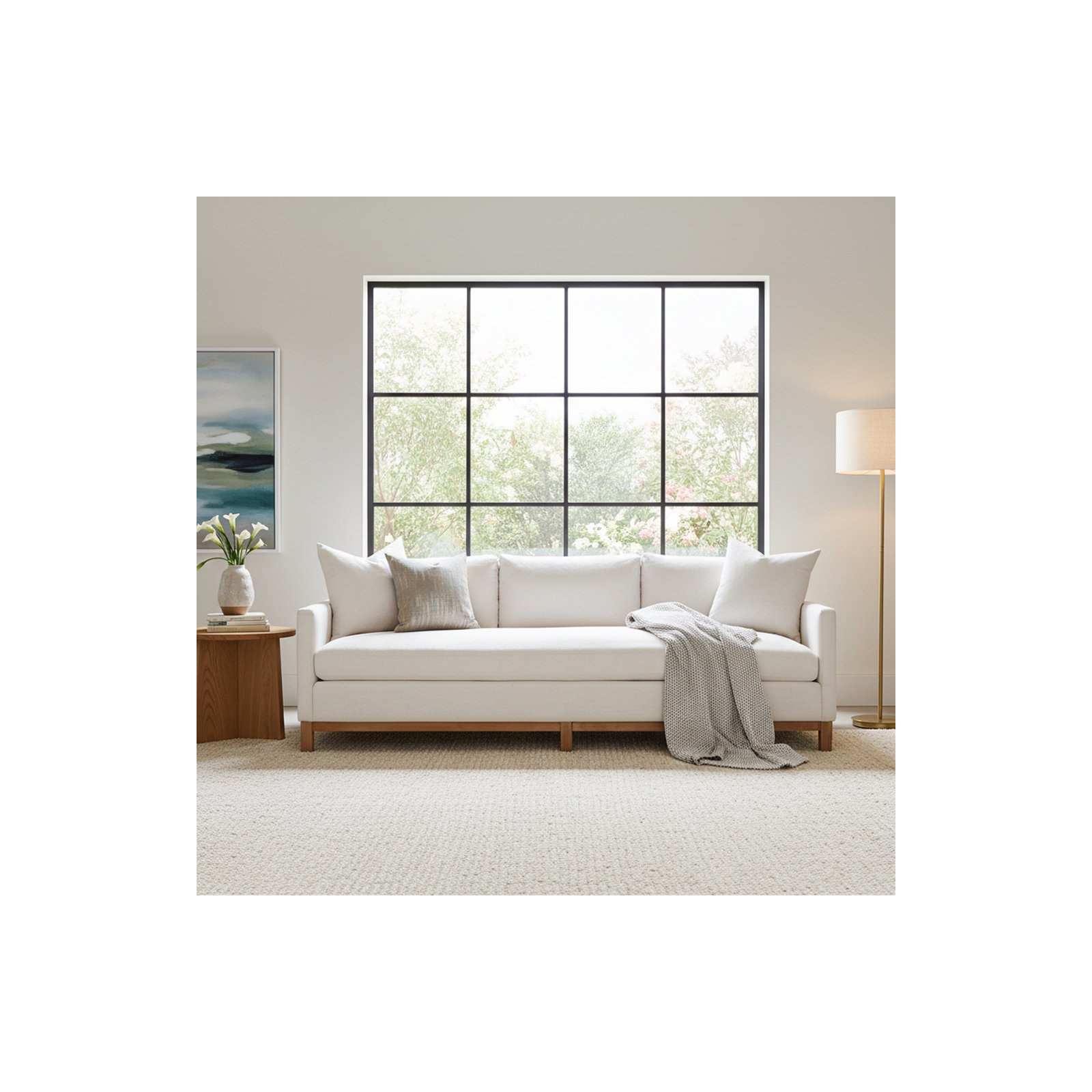 Cami 91'' Upholstered Sofa, Cloud Linen Blend