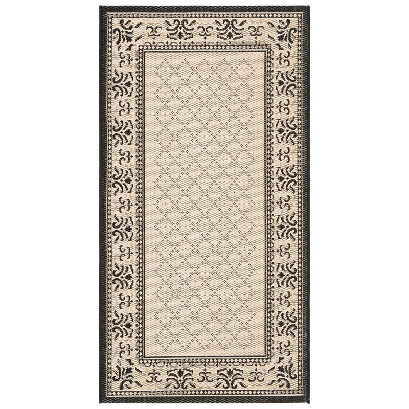 Tapis intérieur / extérieur brun clair / noir Arneshia, Rectangle 2 pi 7 po x 5 pi