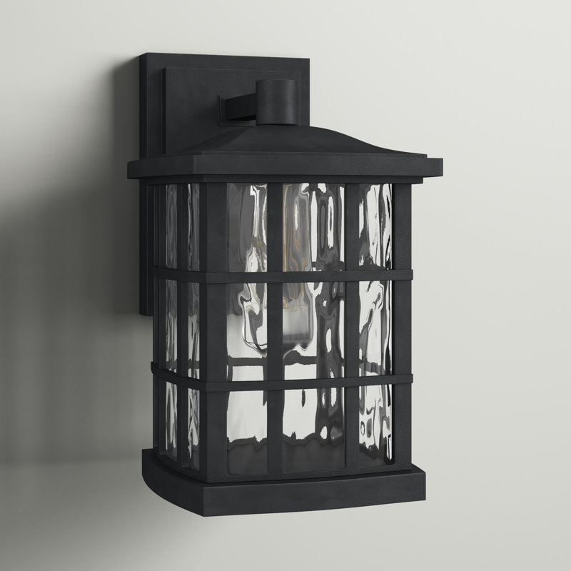 Cayman Outdoor Wall Lantern, 10.5" H x 6.5" W x 7.5" D, Mystic Black
