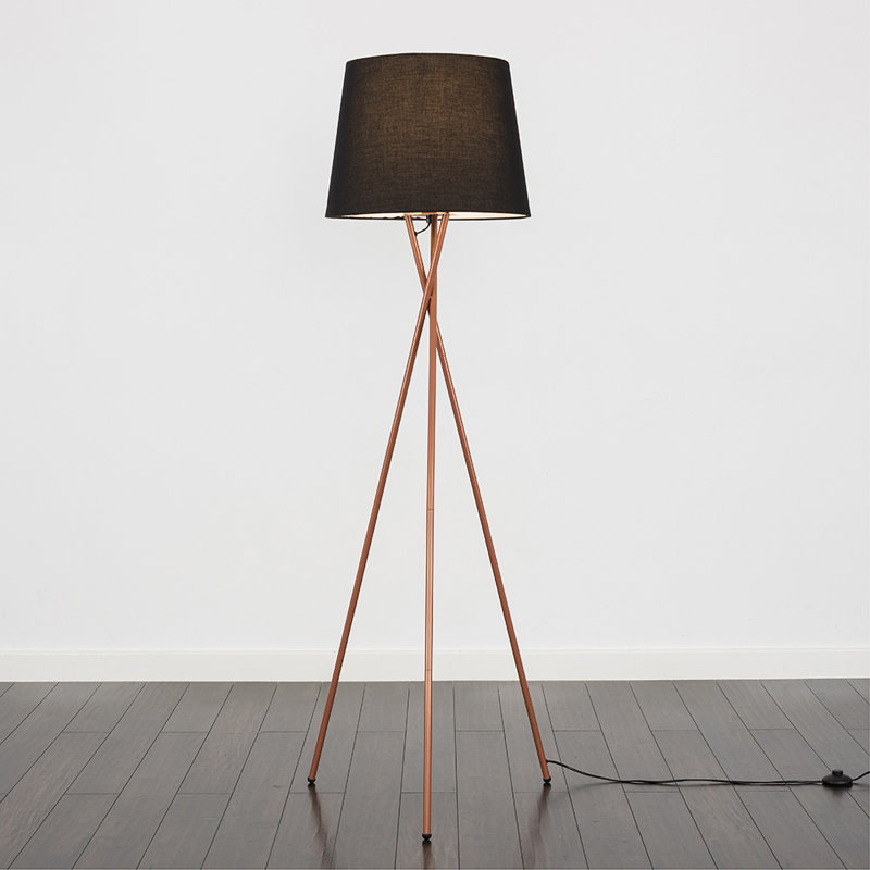 Anan Camden Tripod Copper Floor Lamp with Aspen Shade, Black, Yes, 164""