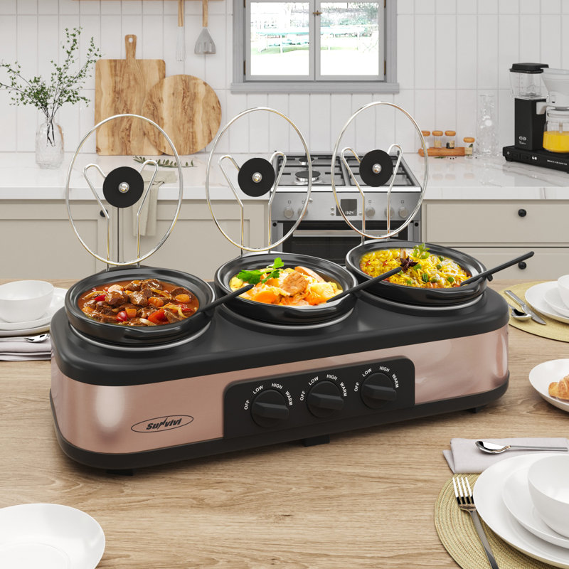 Sunvivi 3x1.5 Qt. Slow Cooker, Bronze