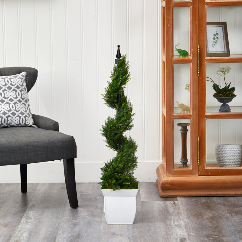 48'' Faux Cypress Topiary in Metal Planter
