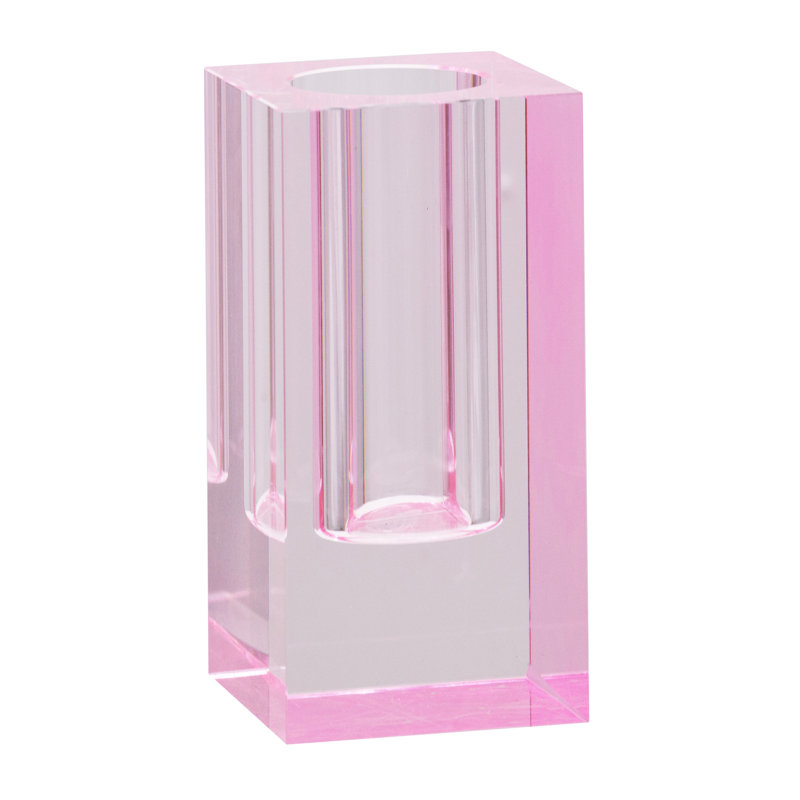 Vase de table en verre Huntingburg, Rose, H 7,9 po x l 3,9 po x P 3,9 po