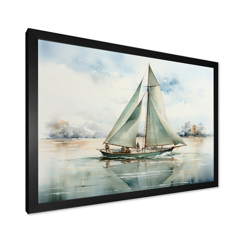 Mininmalisme voilier solitude II - décoration murale nautique et plage, H 24 po x l 32 po x P 1 po, Cadre simple noir