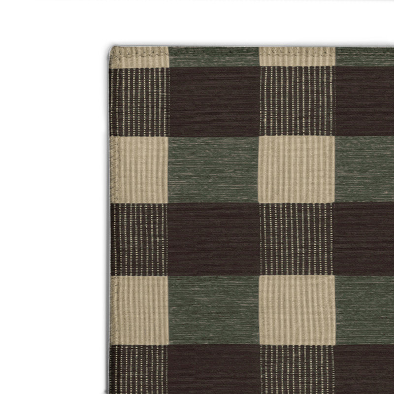 Checkered Brown Indoor and Outdoor Area Rug, Rectangle 2' x 3'
