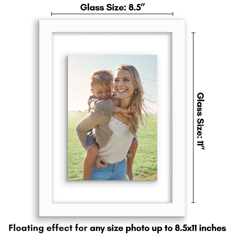 Cadre photo flottant Merranda, White, L 8,5 po x H 11 po