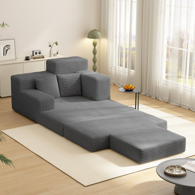 Eluren Corduroy Sleeper Sofa Bed, Foldable Floor Sofa Lounge Couch For Living Room