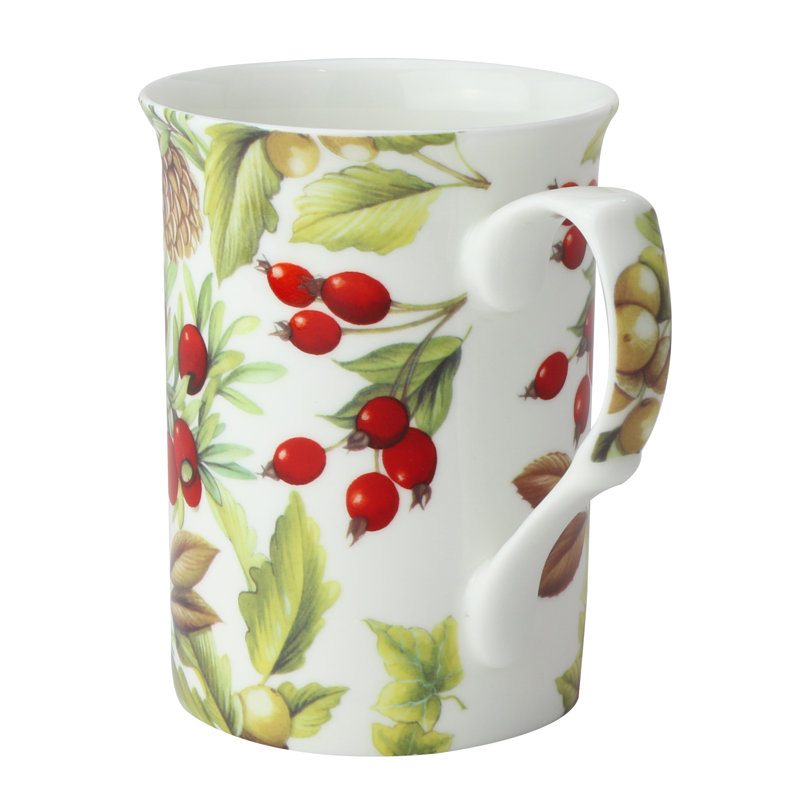 Grande tasse à porcelaine en forme de pin, baies et os, ensemble de 4