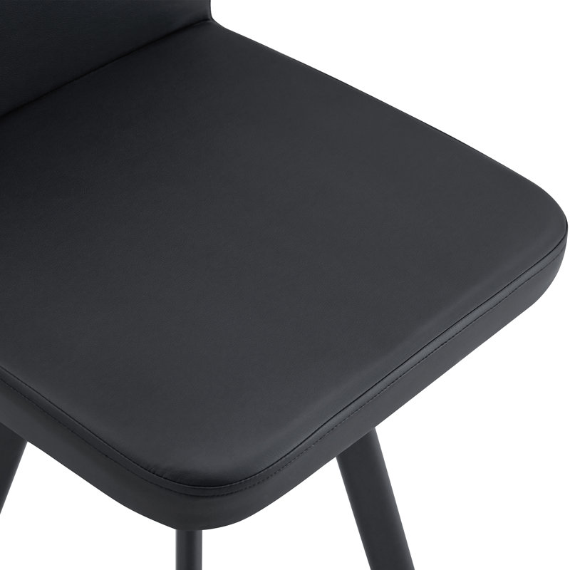 Ensemble de table de salle à manger moderne 7 pièces en bois et cuir synthétique de style industriel pour espaces compacts