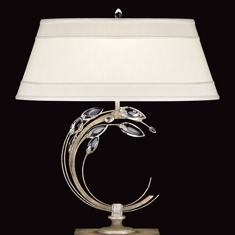 Lampe de table cristal 31 po Laurel, Taupe antique / argent